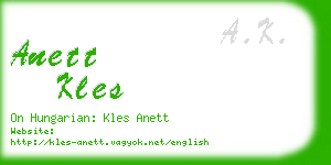 anett kles business card